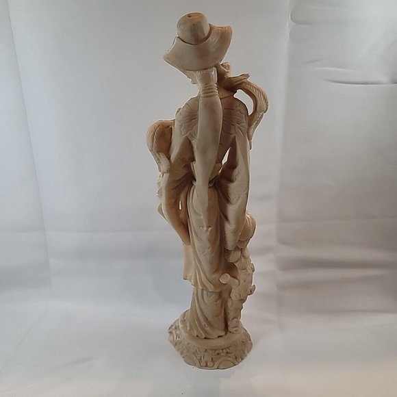 Vintage Asian Carved Soapstone Woman w/ Birds Statue Figure 14" Mexico - Picture 6 of 16